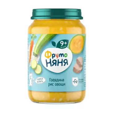 Изображение товара Пюре ФрутоНяня Говядина Рис Овощи 190г