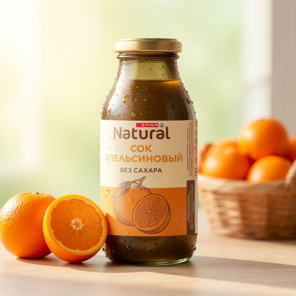 Изображение товара Сок SPAR NATURAL Апельсиновый без Сахара 0,3л