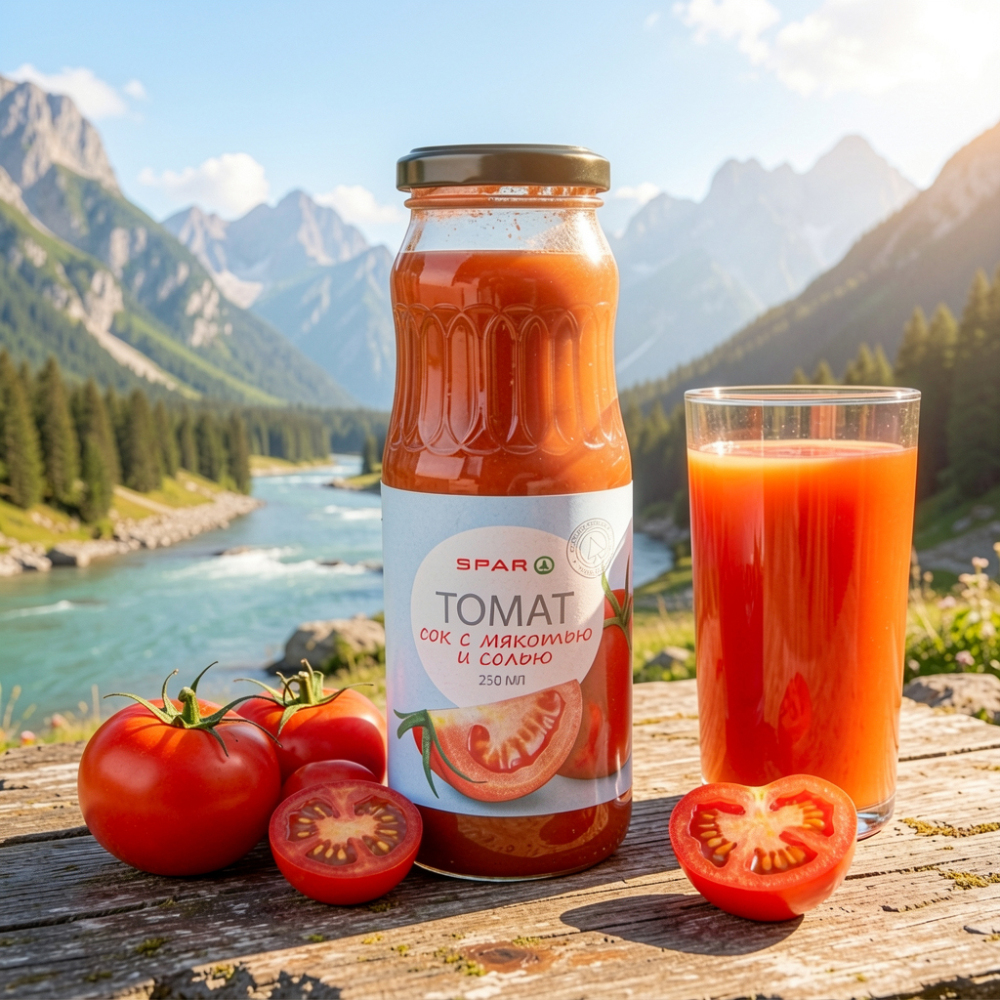 Изображение товара SPAR Томатный сок с солью и мякотью 0,25 л Изображение товара SPAR Томатный сок с солью и мякотью 0,25 л