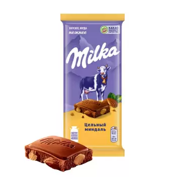 Изображение товара Шоколад Milka Молочный Цельный Миндаль 80г