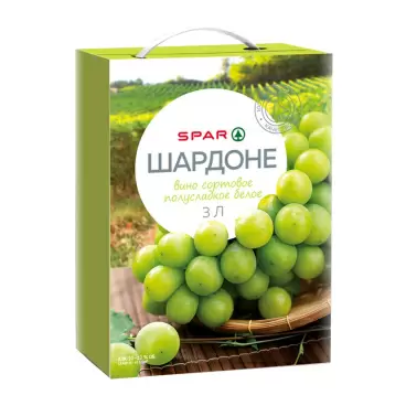 Изображение товара Вино SPAR Шардоне Белое Полусладкое 10-12% 3л