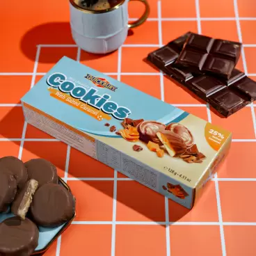 Изображение товара Печенье Quickbury с Соленой Карамелью в Шоколаде 128г