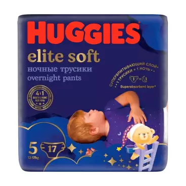 Изображение товара Подгузники-Трусики Huggies Elite Soft Ночные №5 12-17кг 17шт