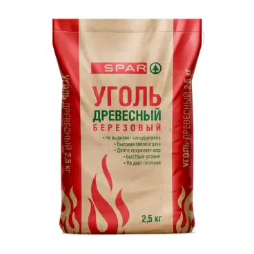Изображение товара Уголь SPAR Древесный Березовый 2,5кг Изображение товара Уголь SPAR Древесный Березовый 2,5кг