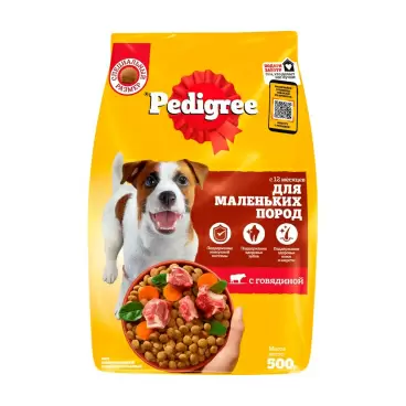 Изображение товара Корм Сухой для Собак Маленьких Пород Pedigree Говядина 500г