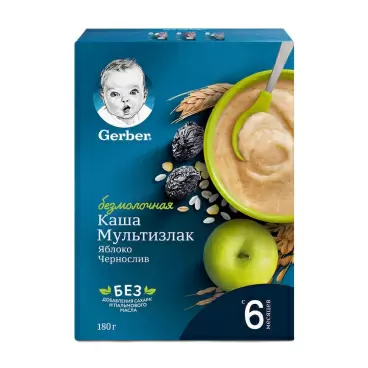 Изображение товара Каша Gerber Безмолочная Мультизлак Яблоко Чернослив 180г