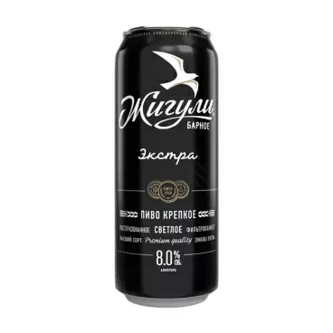 Изображение товара Пиво Жигули Барное Экстра Крепкое Светлое 8% 0,43л ж/б