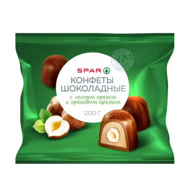 Изображение товара Конфеты Шоколадные SPAR с Лесным Орехом и Кремом 200г