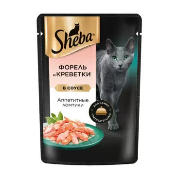 Изображение товара Корм Влажный для Кошек Sheba Форель и Креветки в Соусе 75г