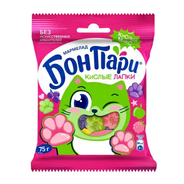 Изображение товара Мармелад Жевательный Бон Пари Кислые Лапки 75г