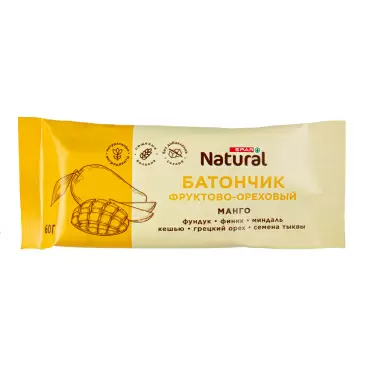 Изображение товара Батончик Фруктово-Ореховый SPAR NATURAL Манго 60г