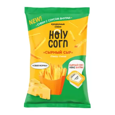 Изображение товара Снеки Кукурузные Holy Corn Сырный Сыр с Сырным Соусом 30г