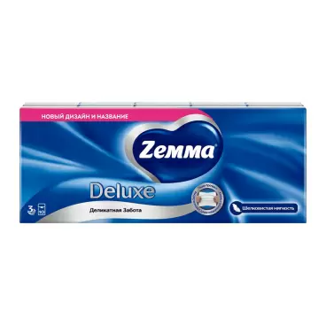 Изображение товара Платочки Бумажные Zemma Deluxe Белые 3 Слоя 10*10шт