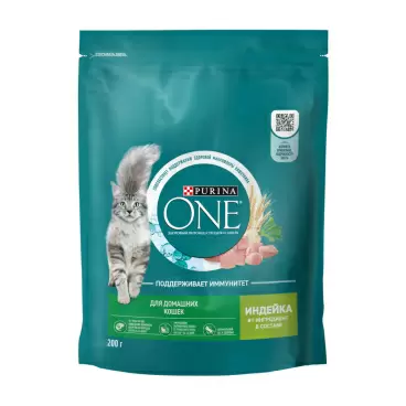Изображение товара Корм Сухой для Домашних Кошек Purina One Индейка Злаки 200г