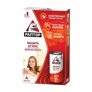 Изображение товара Раптор липкая лента от мух по 4шт.