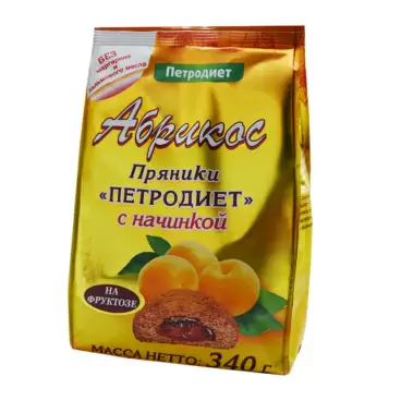Изображение товара Пряники Петродиет на Фруктозе с Абрикосом 340г