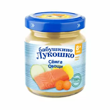 Изображение товара Пюре Бабушкино Лукошко Рагу Овощное с Семгой 100г