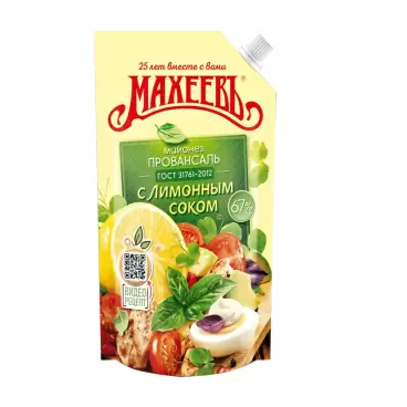 Изображение товара Майонез Махеевъ с Лимонным Соком 67% 380г дой-пак
